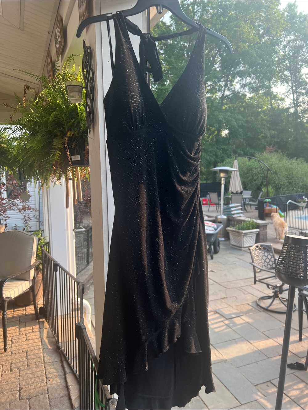 La Belle Black Halter Sparkle Evening Dress